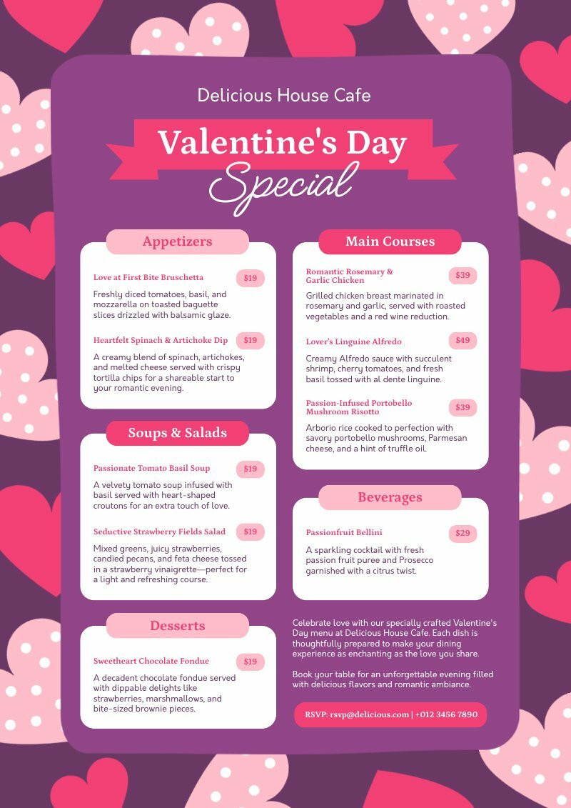 Valentine’s Day Menu Card