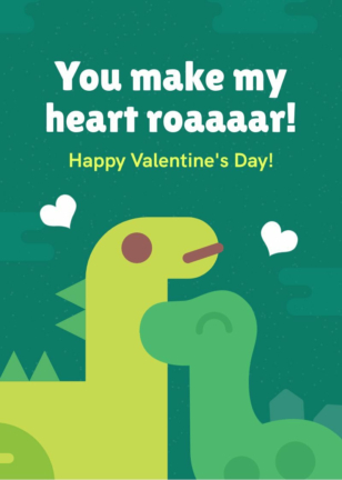 Dinosaur Valentine’s Card