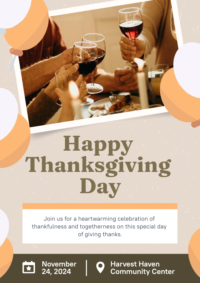 sjabloon voor poster thanksgiving day by piktochart ai