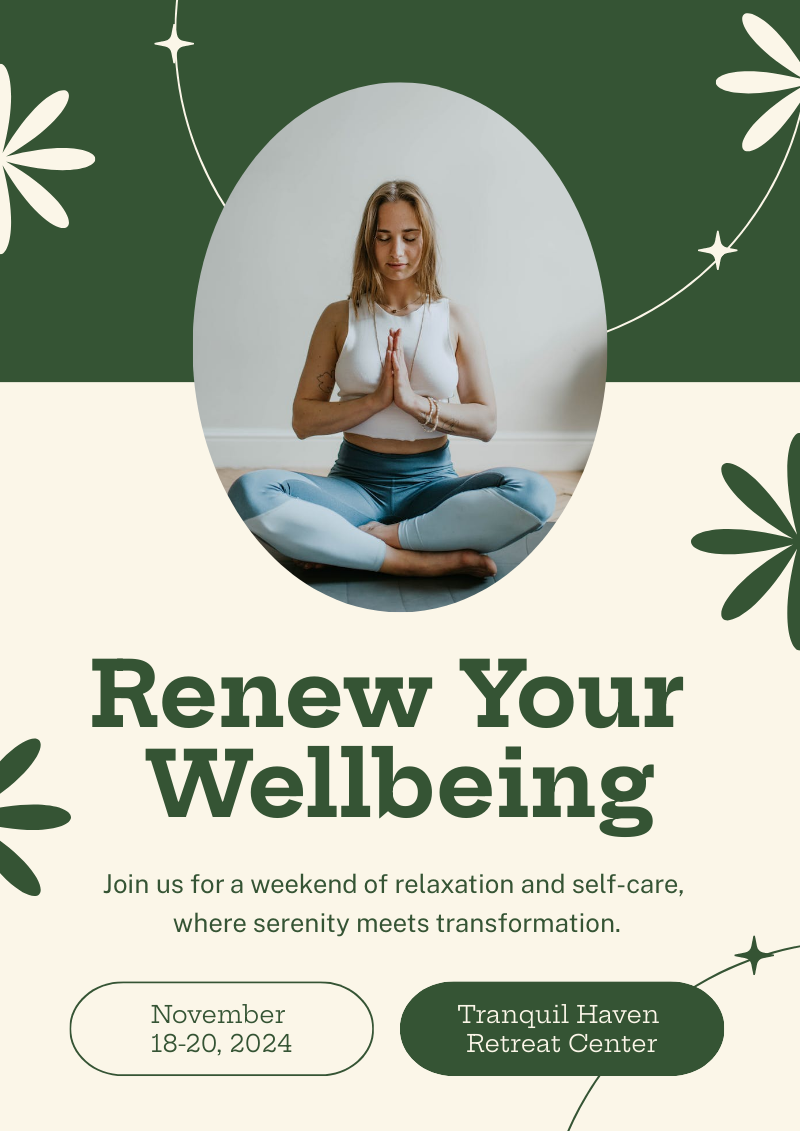 wellness weekend evenement poster sjabloon door piktochart ai