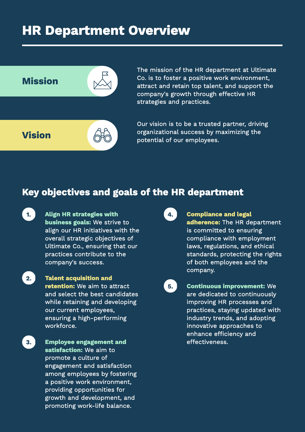 a hr department overview report