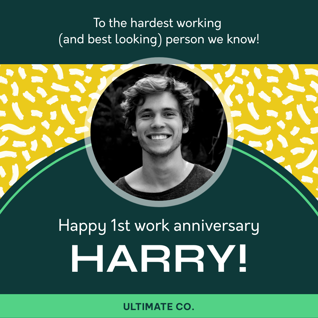 template of a first year happy work anniversary message