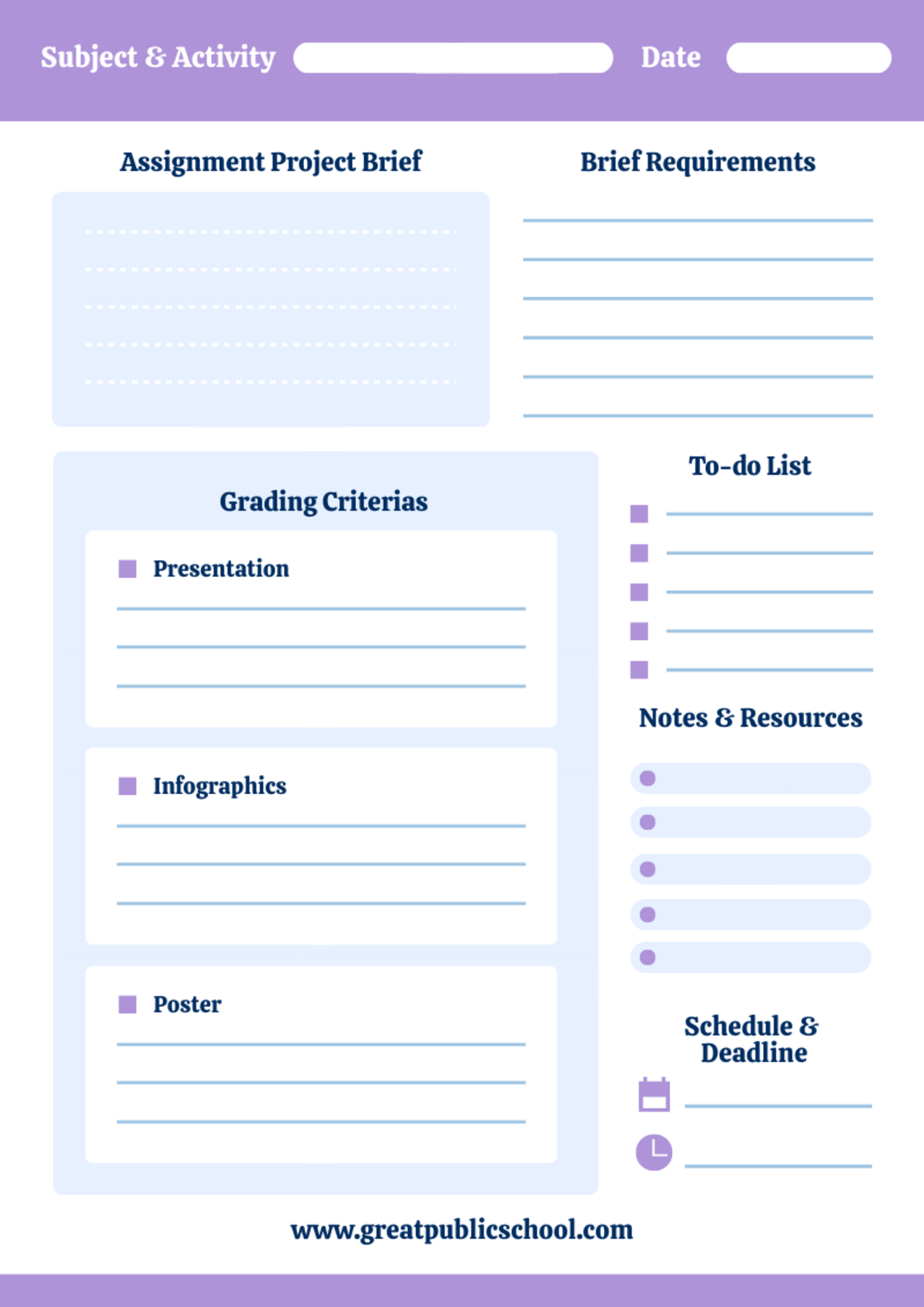 simple daily to do list in purple color scheme