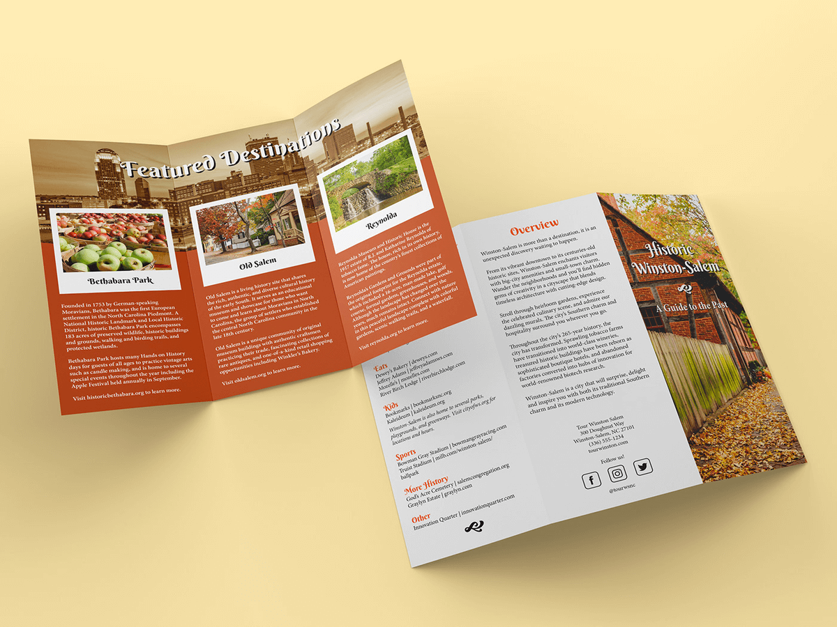 example brochure for travel business in north carolina