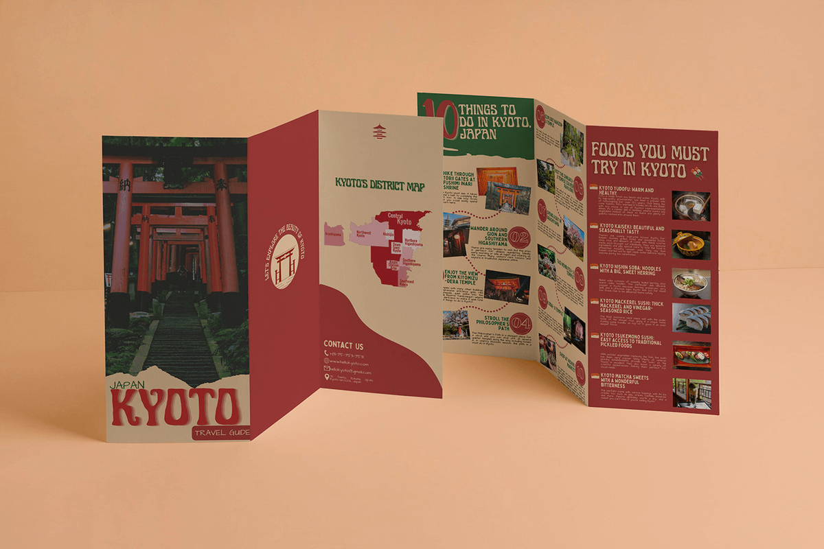 example of travel guide brochure in kyoto