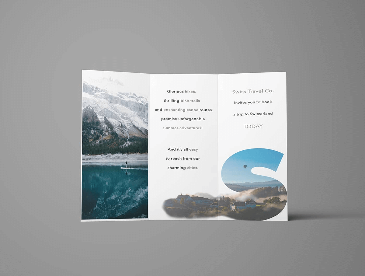 minimalist travel brochure with creative s river design